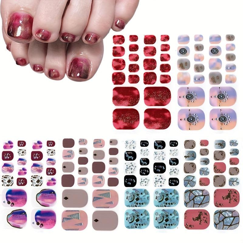 Glitter Sequins Toenail Art Polish Stickers Self Adhesive Pedicure Decals