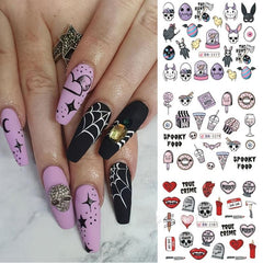 Halloween Nail Water Transfer Stickers Pumpkin Skull Ghost Nail Art Decals