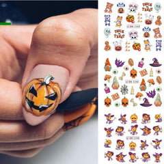 Halloween Nail Water Transfer Stickers Pumpkin Skull Ghost Nail Art Decals