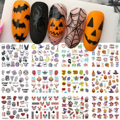 Halloween Nail Water Transfer Stickers Pumpkin Skull Ghost Nail Art Decals