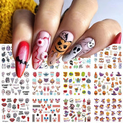 Halloween Nail Water Transfer Stickers Pumpkin Skull Ghost Nail Art Decals