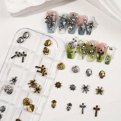 Halloween Nail Art Charm Kit Gothic Skull Spider Bat Nail Art Accessories