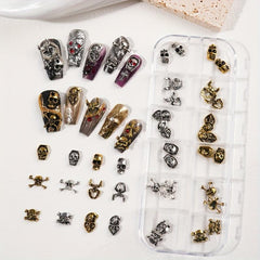 Halloween Nail Art Charm Kit Gothic Skull Spider Bat Nail Art Accessories