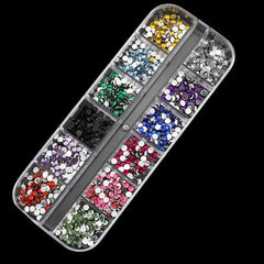 2400pcs Nail Art Rhinestones Kit Flatback Crystal AB With Storage Organizer