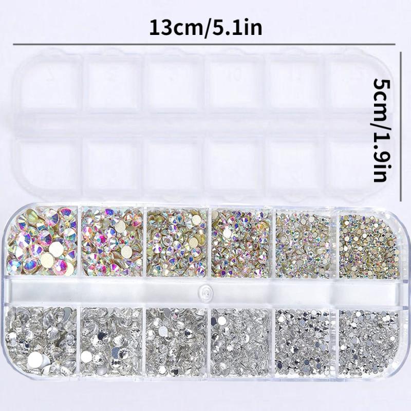 2400pcs Nail Art Rhinestones Kit Flatback Crystal AB With Storage Organizer