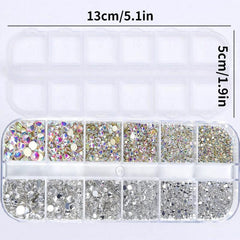 2400pcs Nail Art Rhinestones Kit Flatback Crystal AB With Storage Organizer