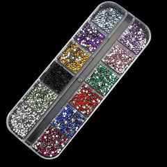 2400pcs Nail Art Rhinestones Kit Flatback Crystal AB With Storage Organizer