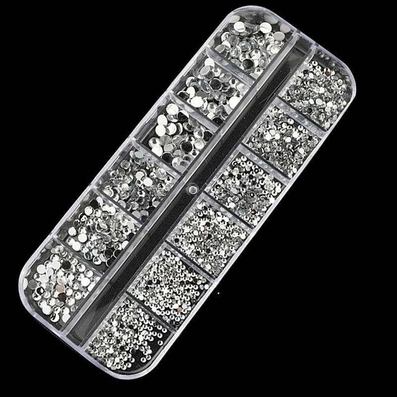 2400pcs Nail Art Rhinestones Kit Flatback Crystal AB With Storage Organizer