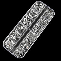 2400pcs Nail Art Rhinestones Kit Flatback Crystal AB With Storage Organizer