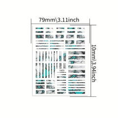 6pcs Gradient Marble Nail Art Stickers Holographic Decals