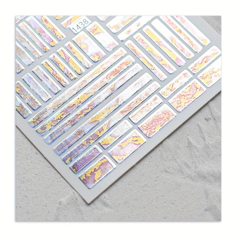 6pcs Gradient Marble Nail Art Stickers Holographic Decals
