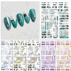 6pcs Gradient Marble Nail Art Stickers Holographic Decals