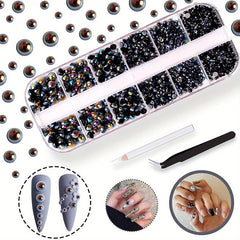 Flatback Pearl Nail Beads with Tweezers and Pencil for Nail Art
