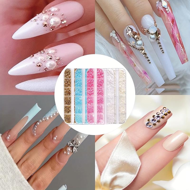 Flatback Pearl Nail Beads with Tweezers and Pencil for Nail Art