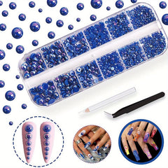 Flatback Pearl Nail Beads with Tweezers and Pencil for Nail Art
