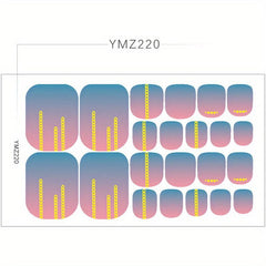 Waterproof Toenail Polish Stickers with Printed Designs