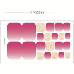 Waterproof Toenail Polish Stickers with Printed Designs