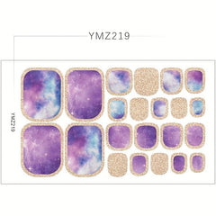 Waterproof Toenail Polish Stickers with Printed Designs
