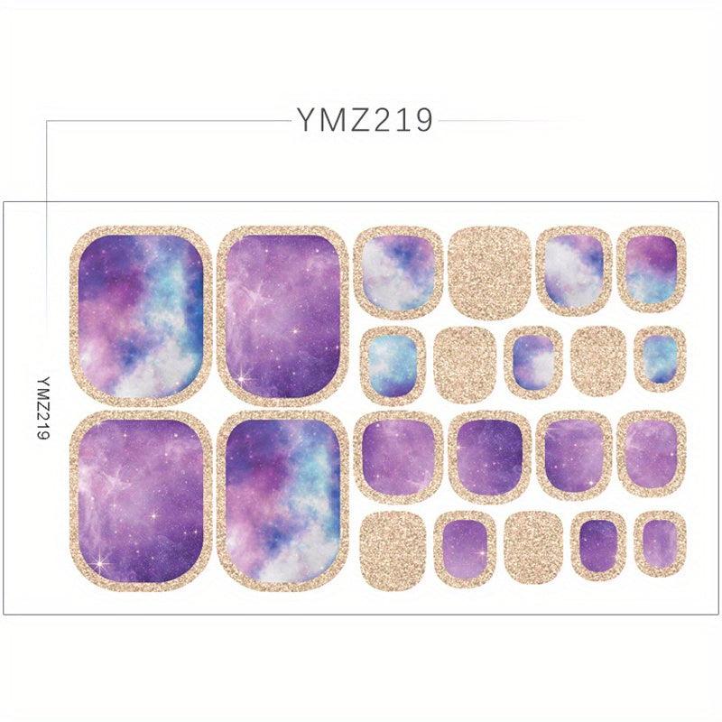 Waterproof Toenail Polish Stickers with Printed Designs