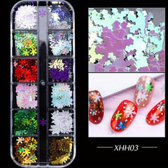 3D Christmas Snowflake Nail Art Sequins Laser Holographic Snowflake Nail Glitter