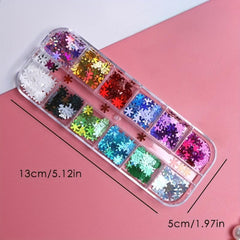 3D Christmas Snowflake Nail Art Sequins Laser Holographic Snowflake Nail Glitter