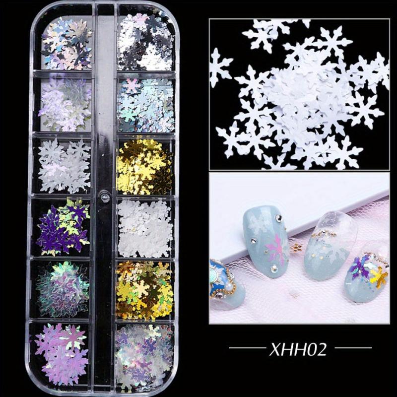 3D Christmas Snowflake Nail Art Sequins Laser Holographic Snowflake Nail Glitter
