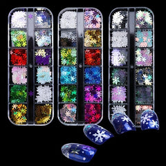 3D Christmas Snowflake Nail Art Sequins Laser Holographic Snowflake Nail Glitter