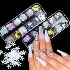 3D Christmas Snowflake Nail Art Sequins Laser Holographic Snowflake Nail Glitter