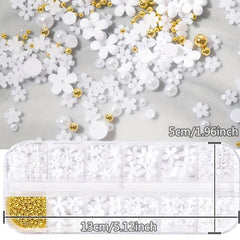 Flowers Nail Art Decorations Floral Pearl Beads Resin Nail Glitter