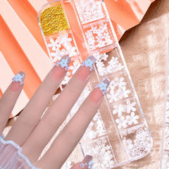 Flowers Nail Art Decorations Floral Pearl Beads Resin Nail Glitter