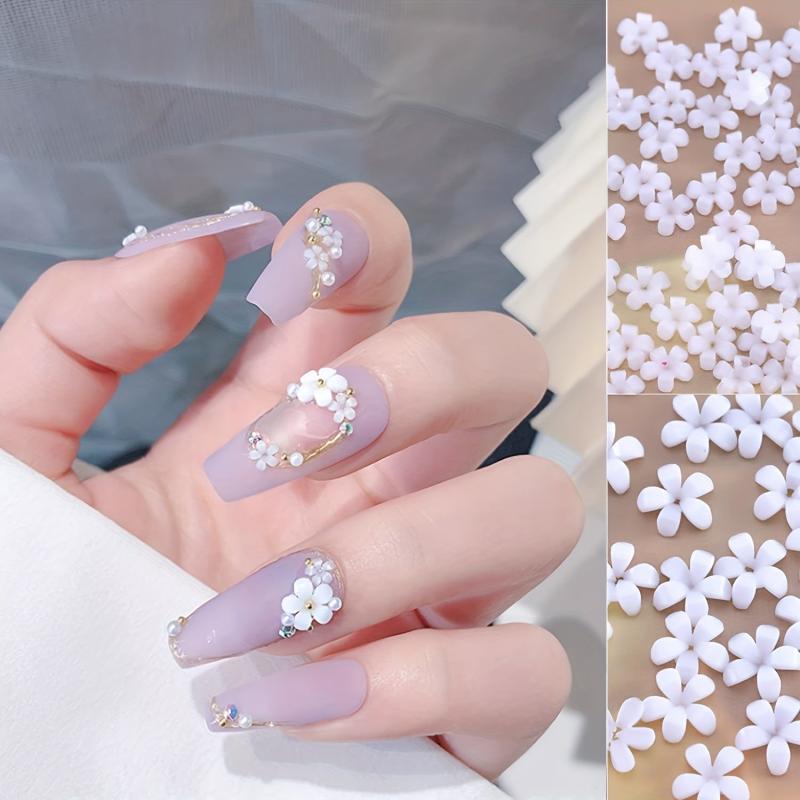Flowers Nail Art Decorations Floral Pearl Beads Resin Nail Glitter