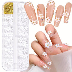 Flowers Nail Art Decorations Floral Pearl Beads Resin Nail Glitter