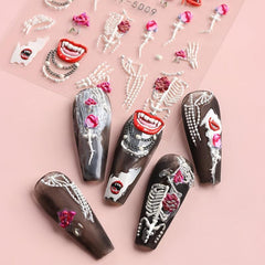 5D Embossed Halloween Nail Art Sticker Decals