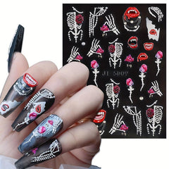 5D Embossed Halloween Nail Art Sticker Decals