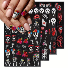 5D Embossed Halloween Nail Art Sticker Decals