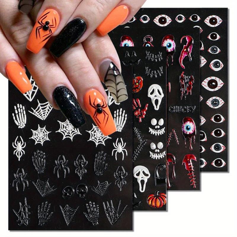 5D Embossed Halloween Nail Art Sticker Decals