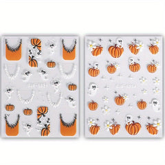 2pcs 5D Embossed Pink Halloween Nail Art Stickers