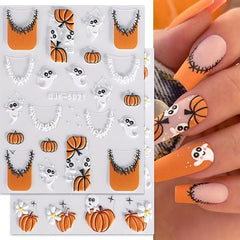 2pcs 5D Embossed Pink Halloween Nail Art Stickers