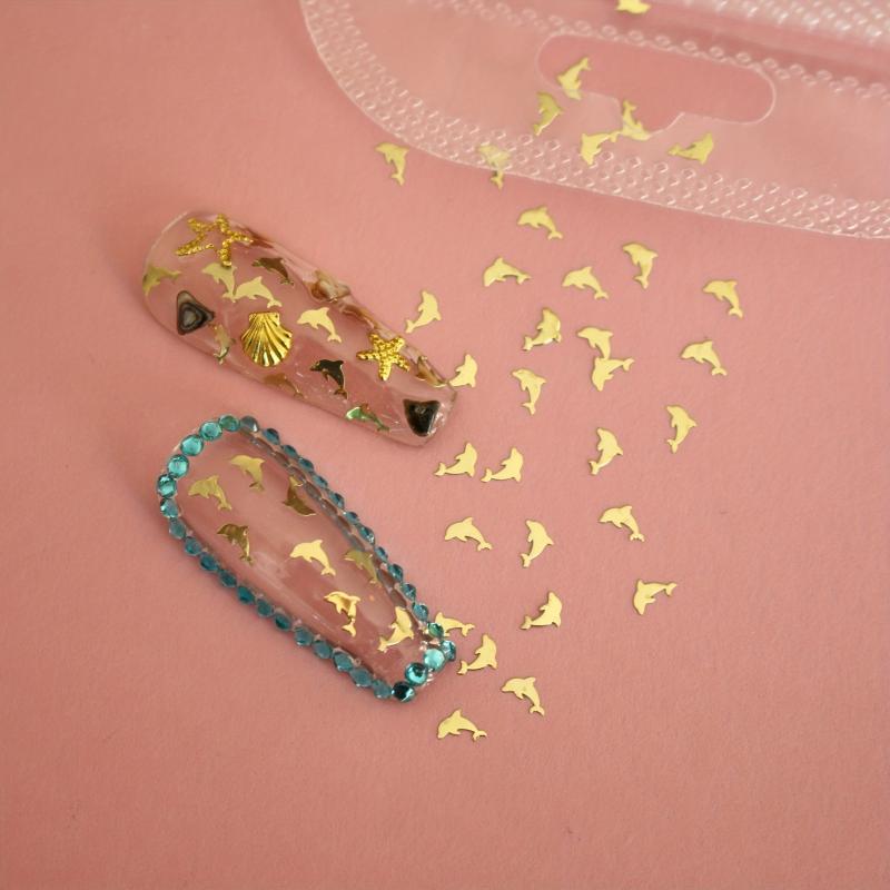 Golden Dolphin Nail Charms 3D Metal Slices for Nail Art & DIY