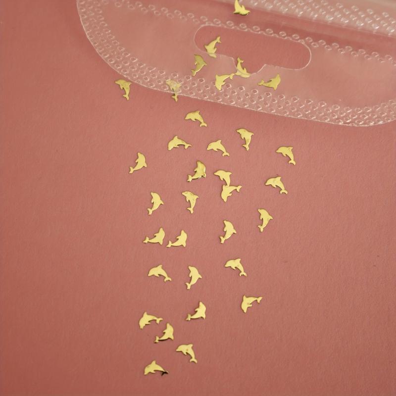 Golden Dolphin Nail Charms 3D Metal Slices for Nail Art & DIY