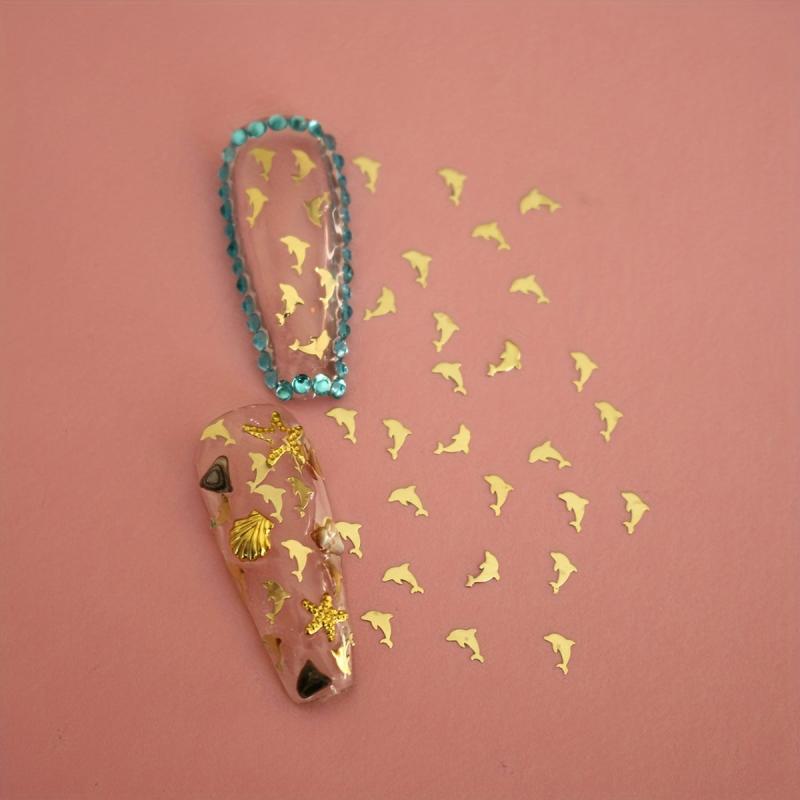 Golden Dolphin Nail Charms 3D Metal Slices for Nail Art & DIY