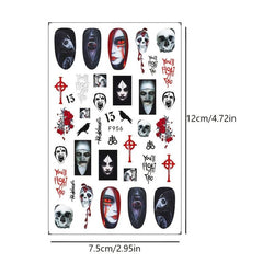 2 Sheets Halloween Nail Art Stickers 3D Nail Decals