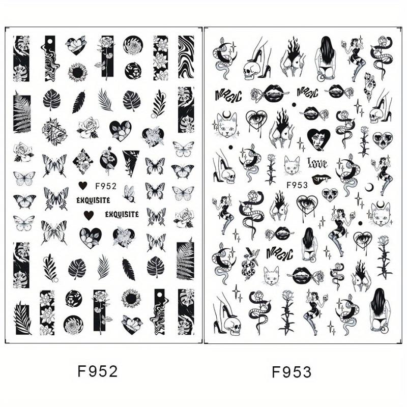 2 Sheets Halloween Nail Art Stickers 3D Nail Decals