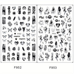 2 Sheets Halloween Nail Art Stickers 3D Nail Decals