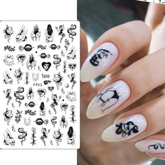 2 Sheets Halloween Nail Art Stickers 3D Nail Decals