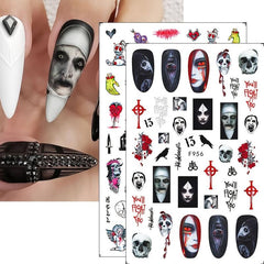 2 Sheets Halloween Nail Art Stickers 3D Nail Decals