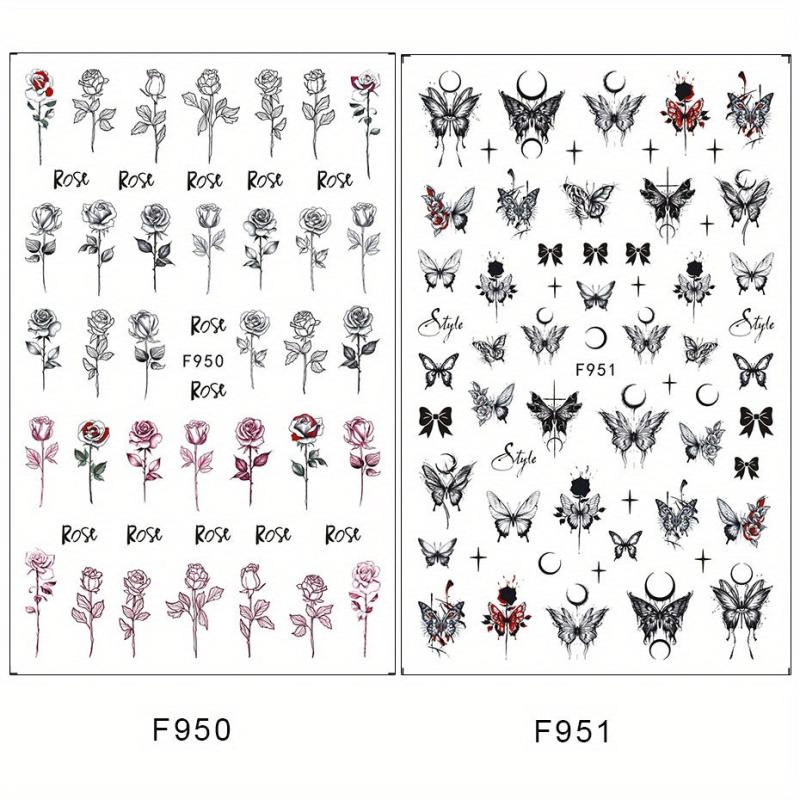 2 Sheets Halloween Nail Art Stickers 3D Nail Decals
