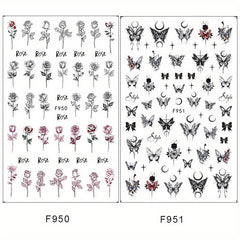2 Sheets Halloween Nail Art Stickers 3D Nail Decals