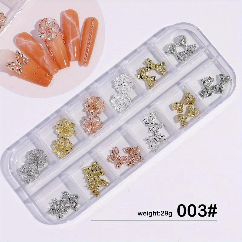 Butterfly Nail Charms with Diamonds and Bowknot Nail Art Jewelry