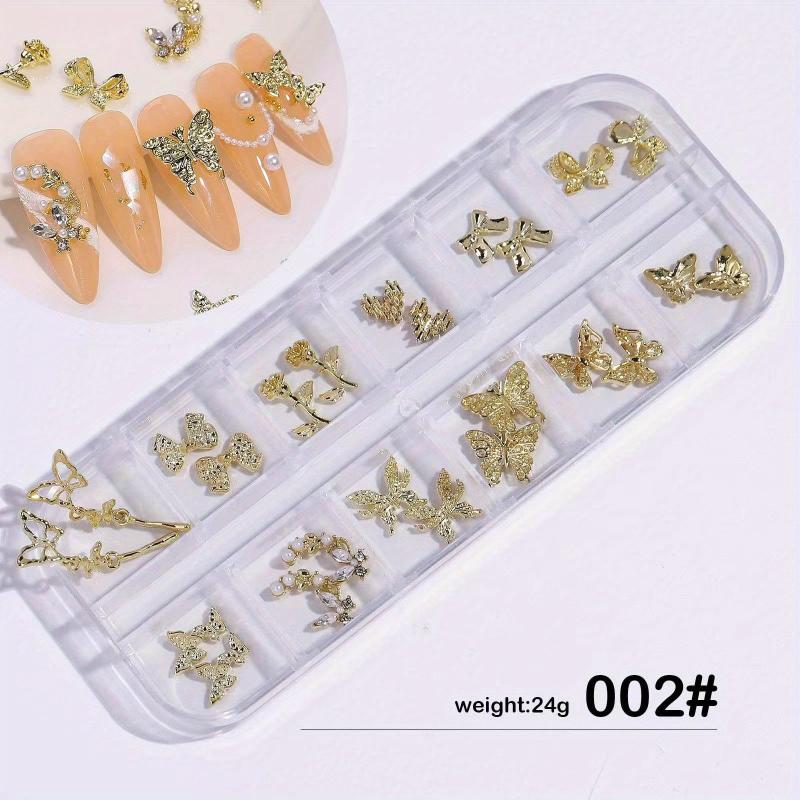Butterfly Nail Charms with Diamonds and Bowknot Nail Art Jewelry